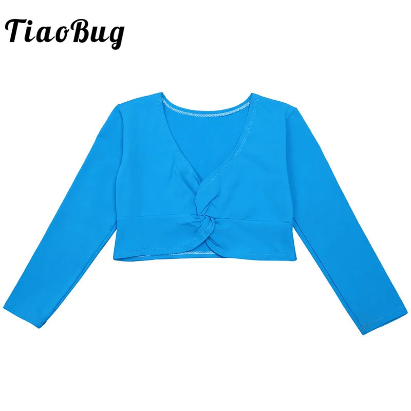 TiaoBug/модный детский хлопковый топ с длинными рукавами для балета и танцев девочек