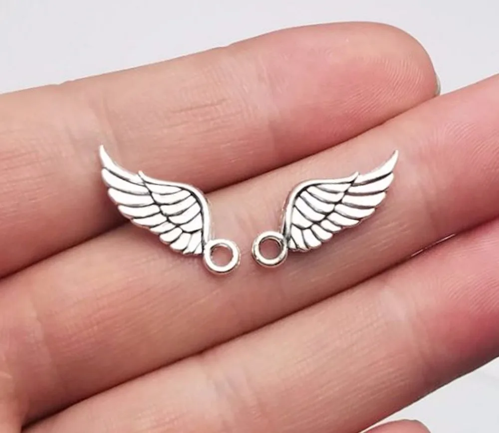 

50pcs/lot--21x8mm, Antique silver plated Angel Wing charms,DIY supplies,Jewelry accessories