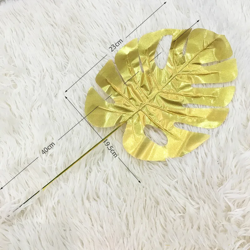 gold 23cm 1 шт. искусственные листья тропические Пальмовые Листья Имитация листьев для свадьбы Гавайские Луау тематические вечерние украшения для дома и сада - Цвет: gold 23cm