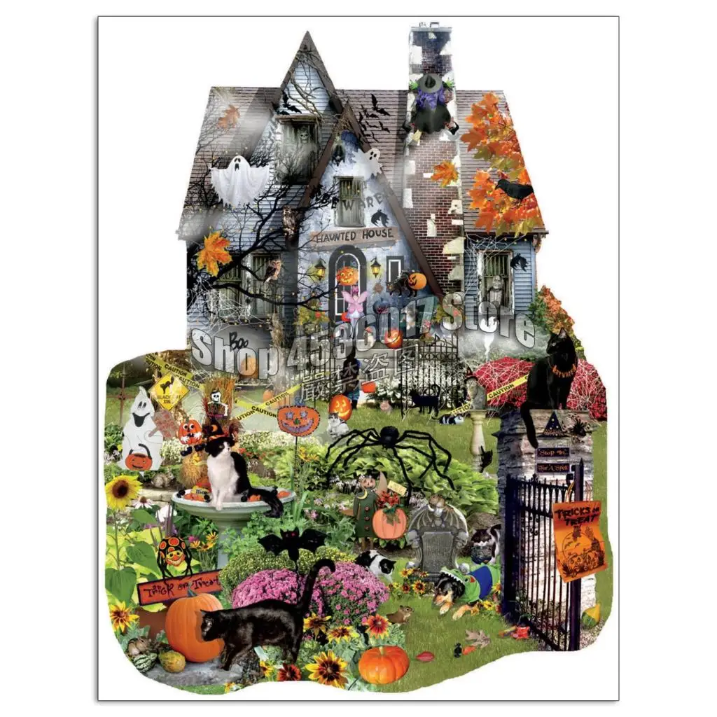 

Spooky House DIY Diamond Painting Cross Stitch Full Diamond Embroidery Mosaic Flowers Halloween Cats Christmas Gifts Home Decor