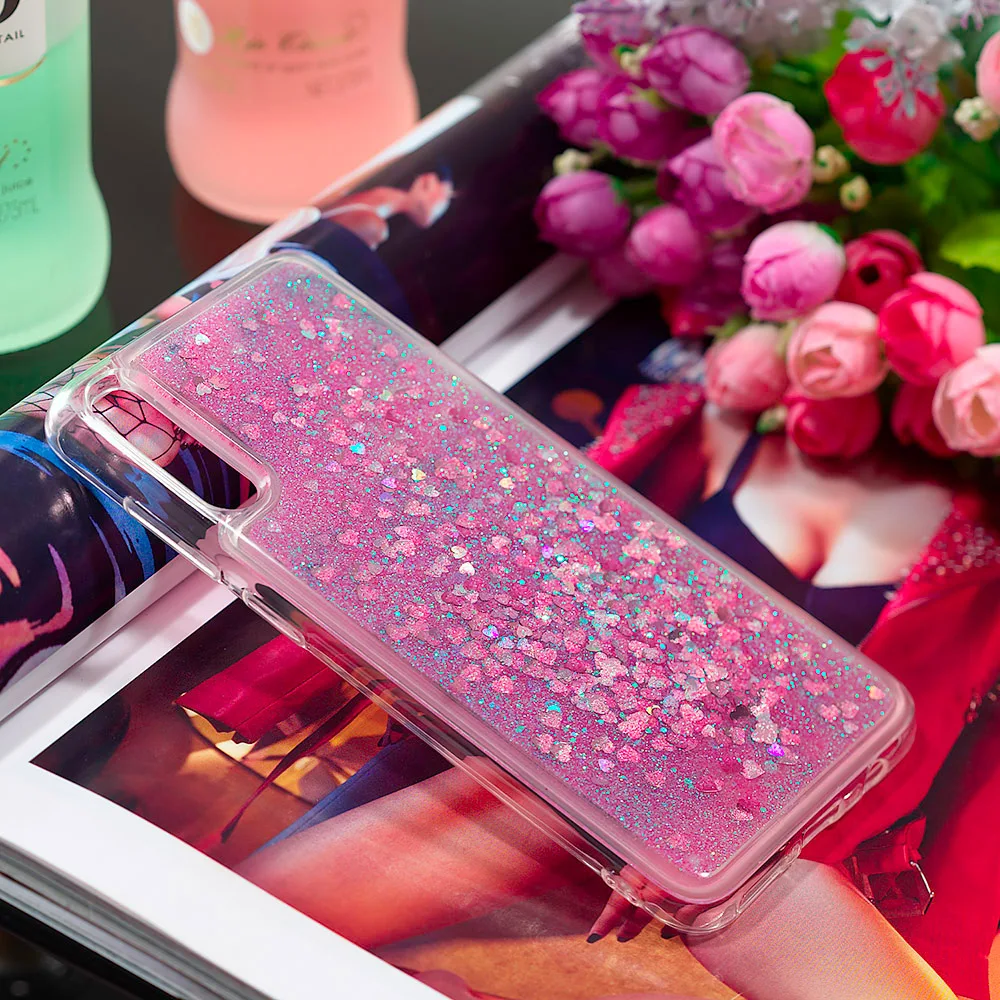 for Samsung A50 A70 Case Galaxy A7 2018 Glitter Dynamic Liquid Quicksand Cover etui A10 A20 A30 A40S | Мобильные телефоны и