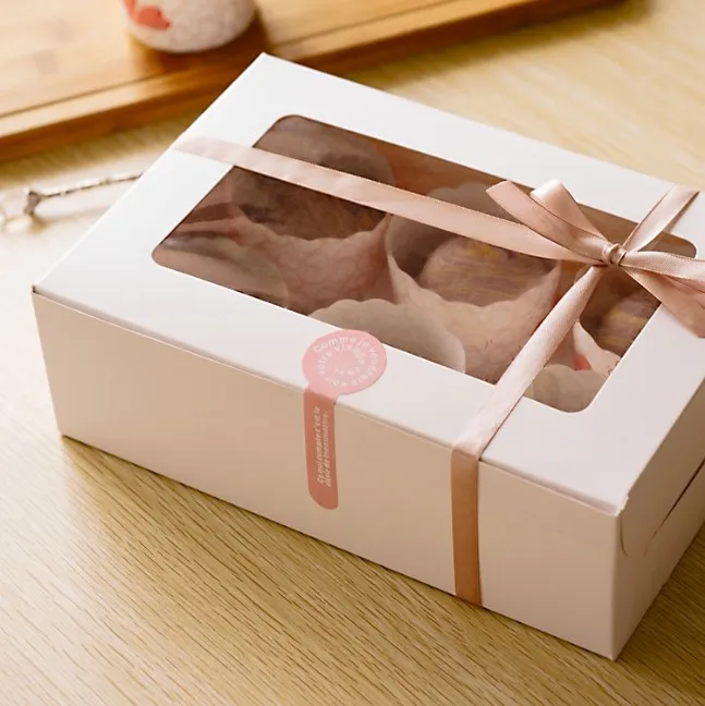 Белая коробка для маффинов шесть из крафт бумаги кексов с окном 20