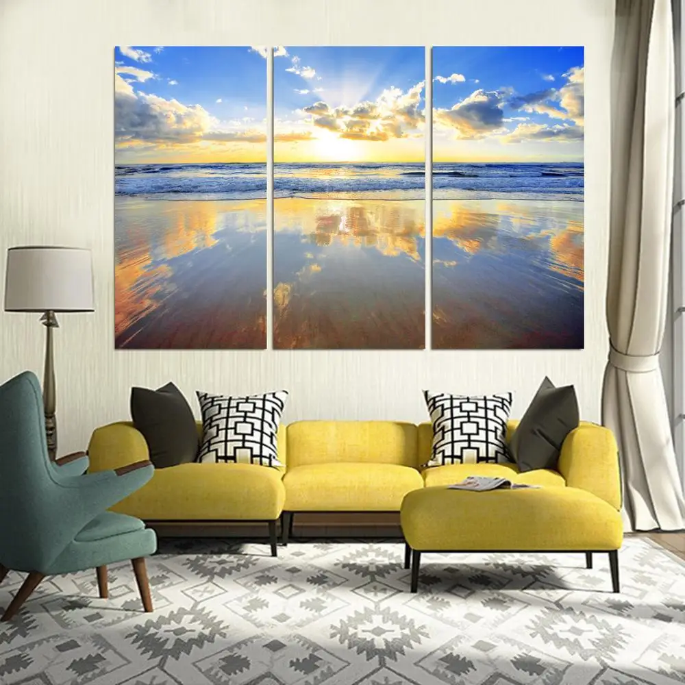 

Drop shipping 3 Panel printed painting Seascape painting Wall Art Picture Home Decoration Living Room Modern painting LS410