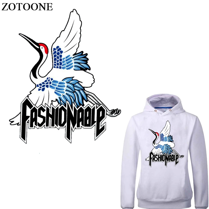 

ZOTOONE Crane Patch Iron Appliques For Kids Clothes Iron On Letter Patches For Clothing DIY Heat Transfer Vinyl For T-shirts