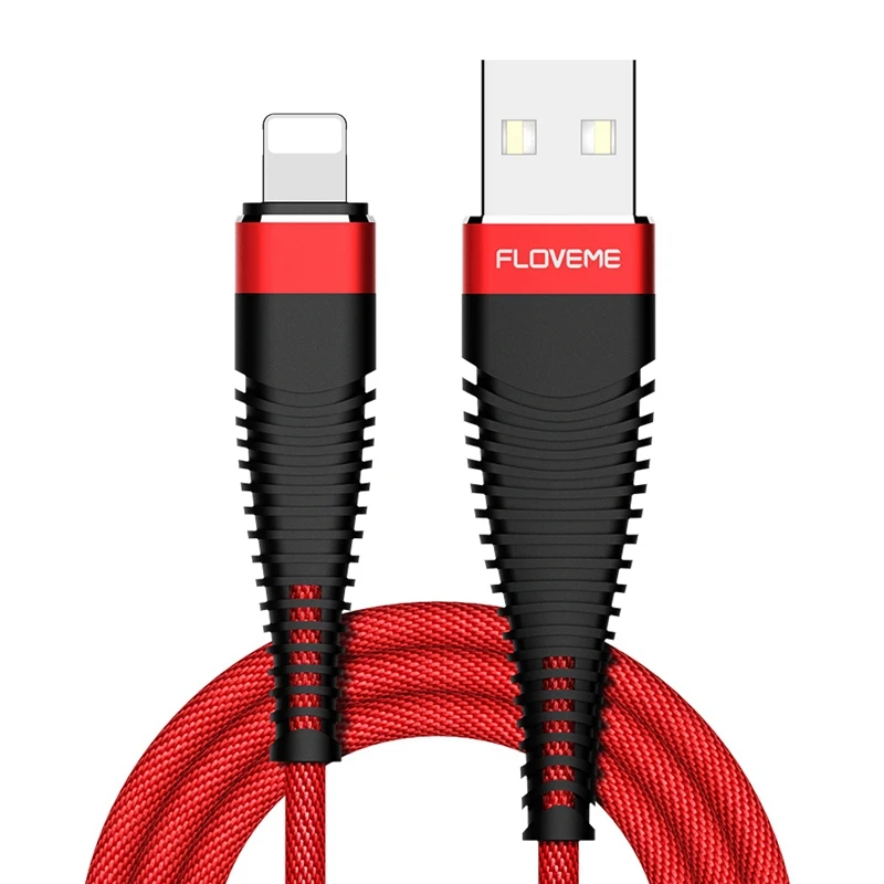 Красный FLOVEME 2.4A USB кабель для iPhone X XR XS освещение зарядное устройство кабель провода освещение зарядный кабель передачи данных Быстрая Зарядка Кабели - Цвет: Красный