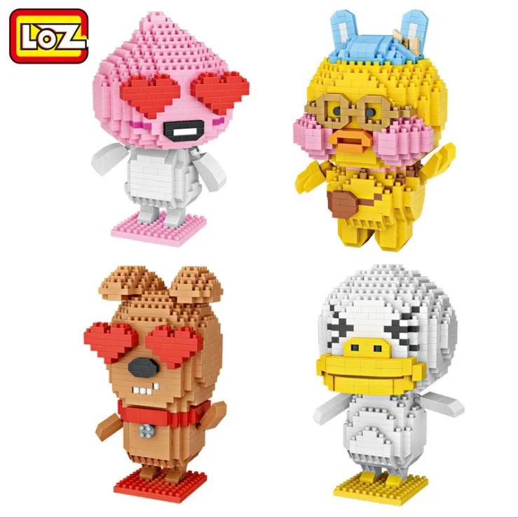 LOZ Qute кубики аниме персик Фродо собака белая утка 2 в 1 стеклянная мультфильм 3D
