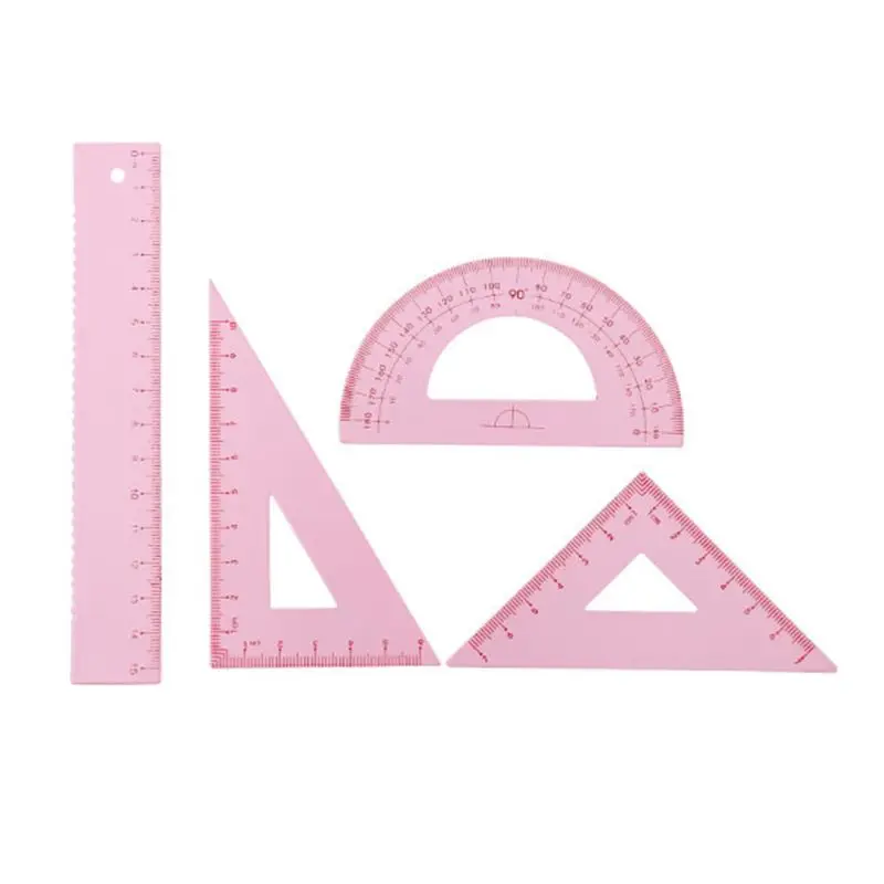 Metal Drawing Measurement Geometry Protractor Triangular Ruler Straightedge School Office Student Stationery Measurement Ruler