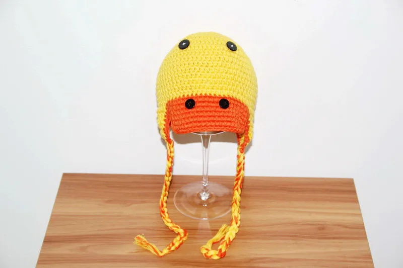 free shipping children's Earflaps hat 100% cotton Baby Boy Girl Crochet yellow Duck Hat Costume Infant Halloween Costumes | Детская