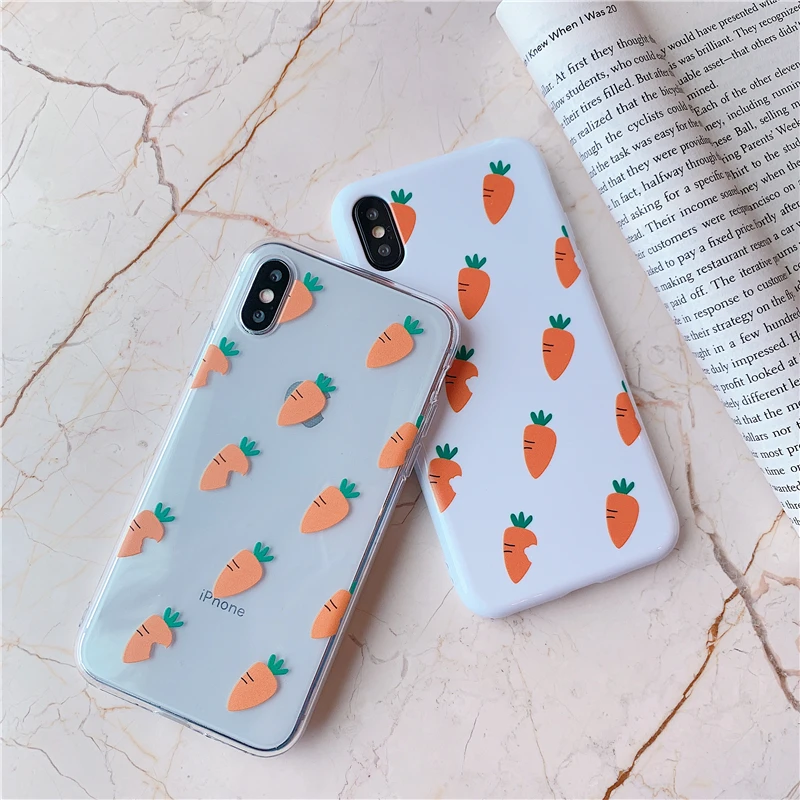 Чехол для телефона GlamPhoneCase с милой морковкой iPhone XS Max XR X 8plus 8 7plus 7 6 S/6 Plus мягкая
