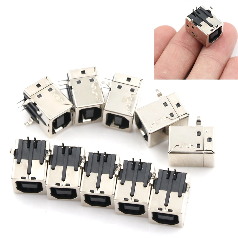 10 шт./компл. USB 2 0 гнездо типа B порт 4 контактный прямоугольный PCB DIP Jack Разъем