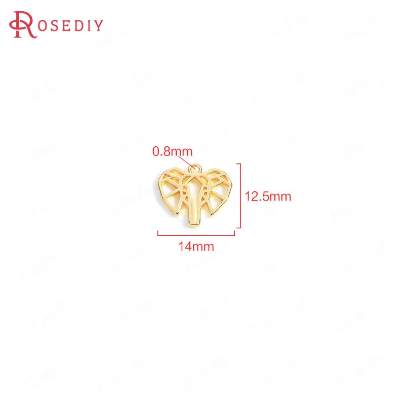 Латунные подвески в виде слона с 24-каратным золотом 14x35705 мм 10 шт. (12 5) Ювелирная
