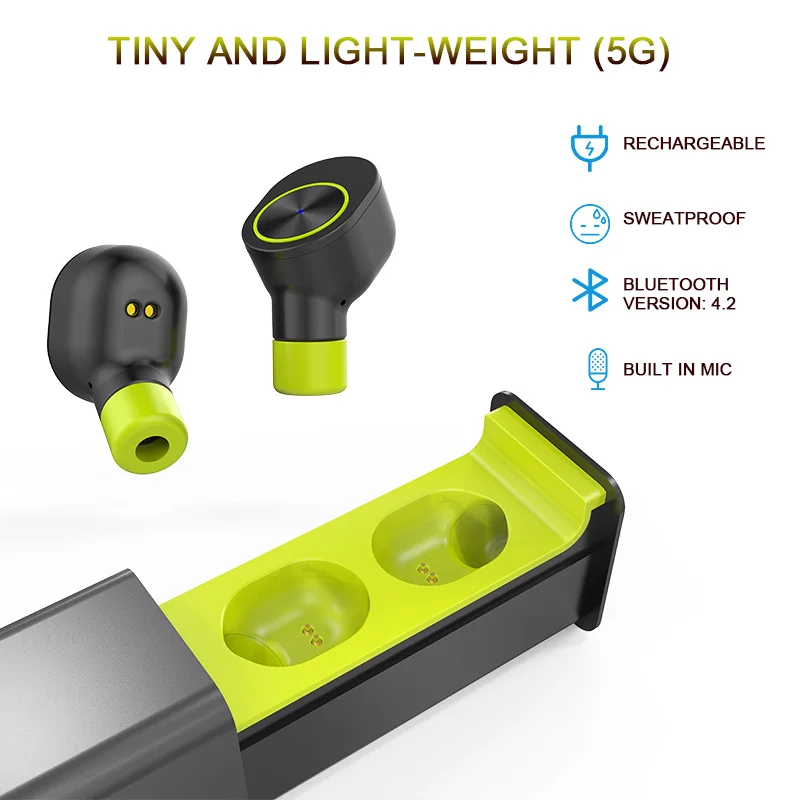 QCR TWS Wireless Earphone In-Ear True Sport Bluetooth Earbuds Best Cordless Earphones with Mic Smallest Stereo headset | Электроника