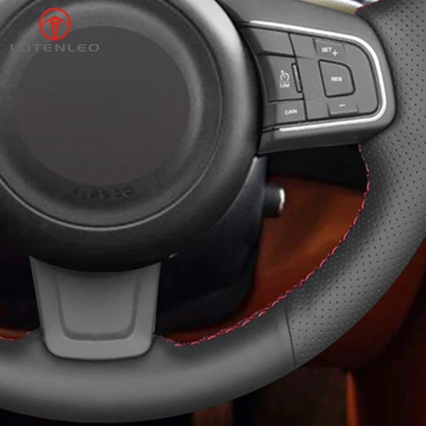 LQTENLEO черной искусственной кожи DIY автомобиля Руль Обложка для Jaguar XEL XFL- E-PACE XF- F-PACE F-TYPE