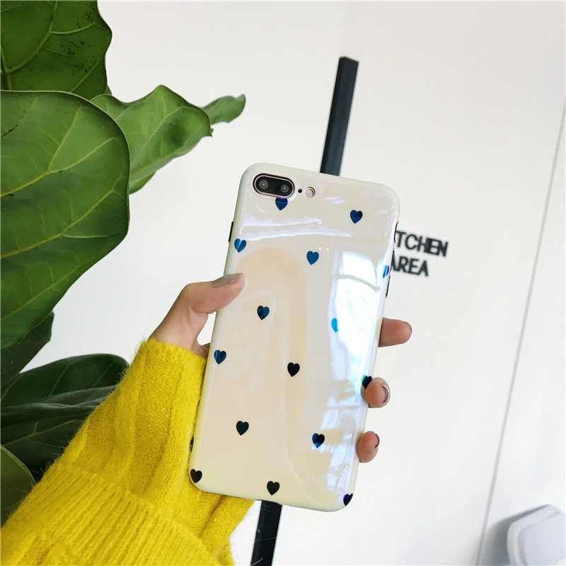 Лазерный свет love чехол для телефона iPhone 6 6S милые мягкие сердце глянцевый