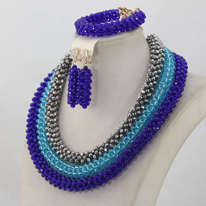 Великолепные серебряные/синие Африканские свадебные массивные комплекты