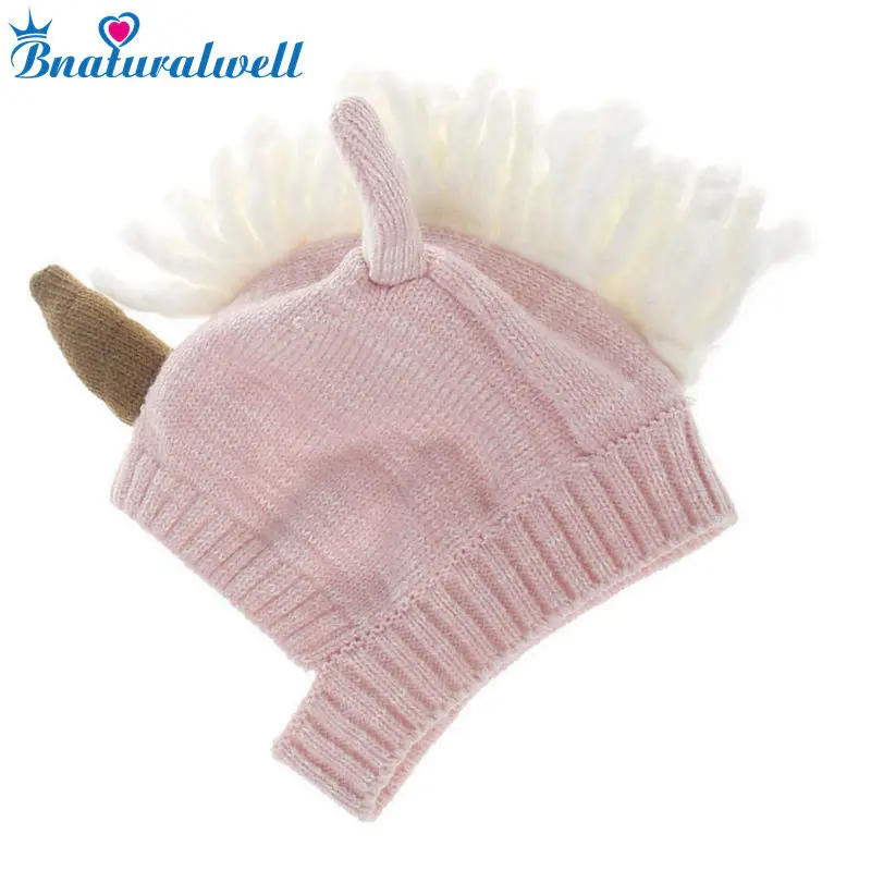 Bnaturalwell New Cute Soft Baby Knitted Hat Ear Care Warm Wool Unicorn Infant Cap Toddler Girl Boy Accessories H077S | Детская одежда и