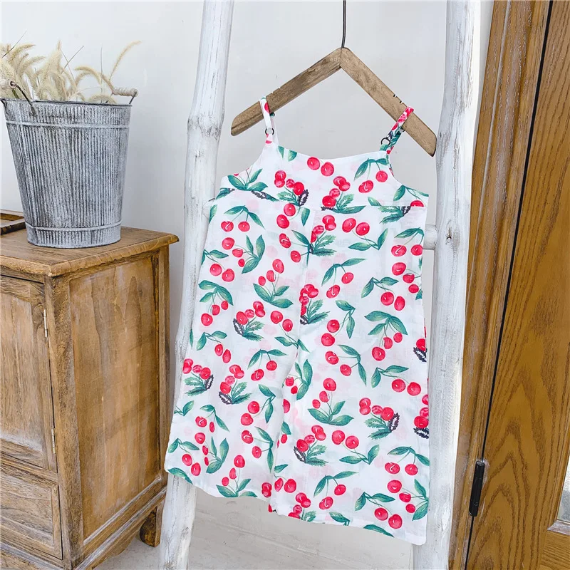 Летние для маленьких девочек с цветочным рисунком без рукавов комбинезоны