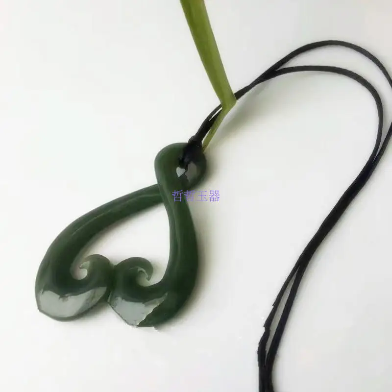 Натуральный подлинный Синьцзян Хэтянь камень кулон ожерелье темно зеленый полые