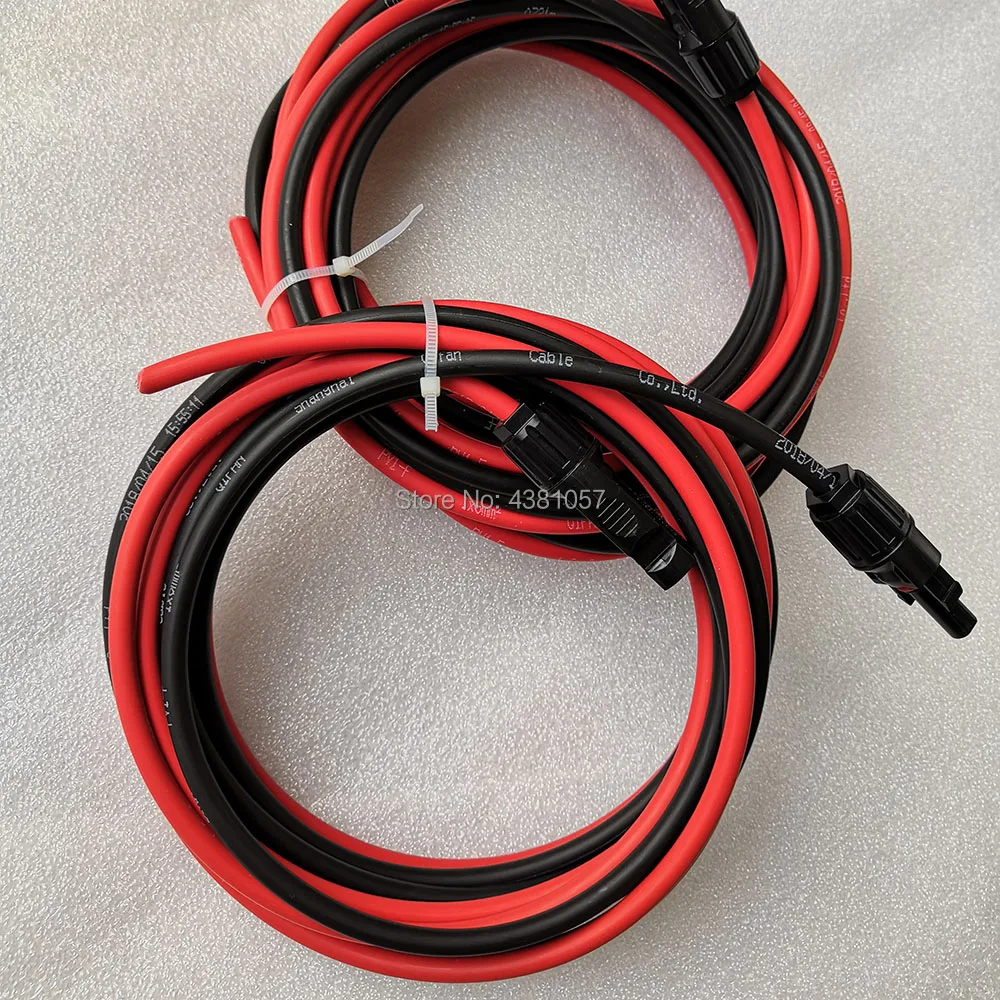 1 пара 6mm2/10AWG 20 м Панели солнечные Удлинительный кабель 1 черно-1 Проволока из красной меди с MC4 разъем кабель солнечной батареи