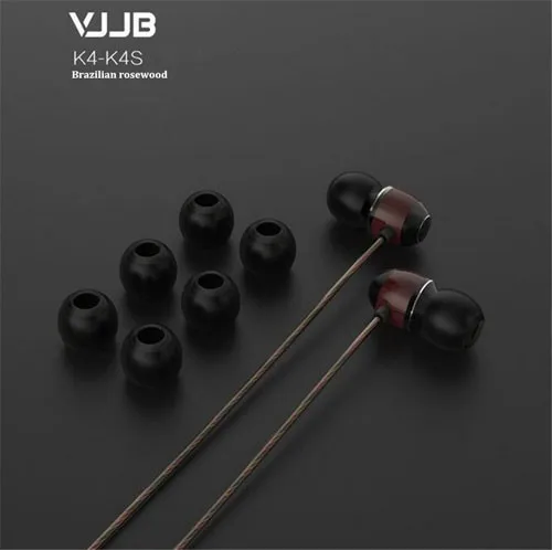 VJJB K4 K4S деревянный бас в ухо Ebony наушники бас DIY волшебный звук с микрофоном обновление VJJB V1 наушники