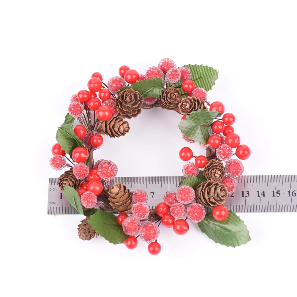 

1pcs Artificial flower berry bracelet Christmas berry wreath natural pine cone wedding home decoration DIY flower wall gift box