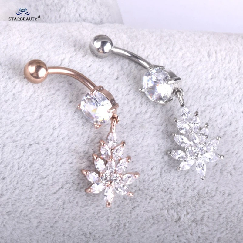 Роскошные белые Bijoux (украшения своими руками) живота Piercing Nombril розовое золото