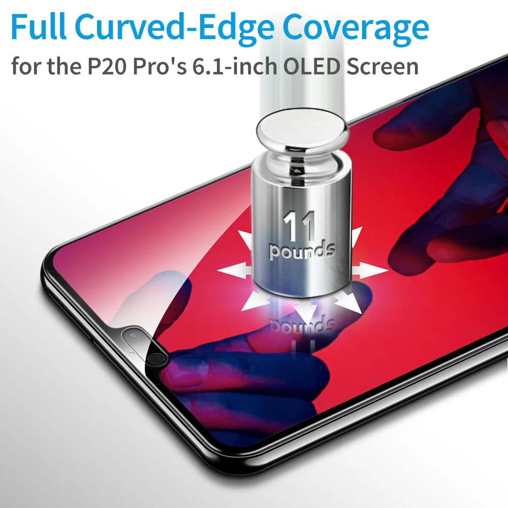 Защита экрана ESR для Huawei P20 Pro закаленное стекло 3X прочнее 9H 3D изогнутое