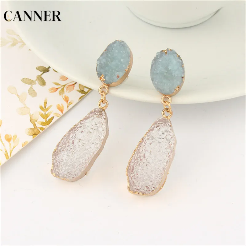 Женские длинные серьги-подвески Canner корейские шикарные серьги из камня и смолы