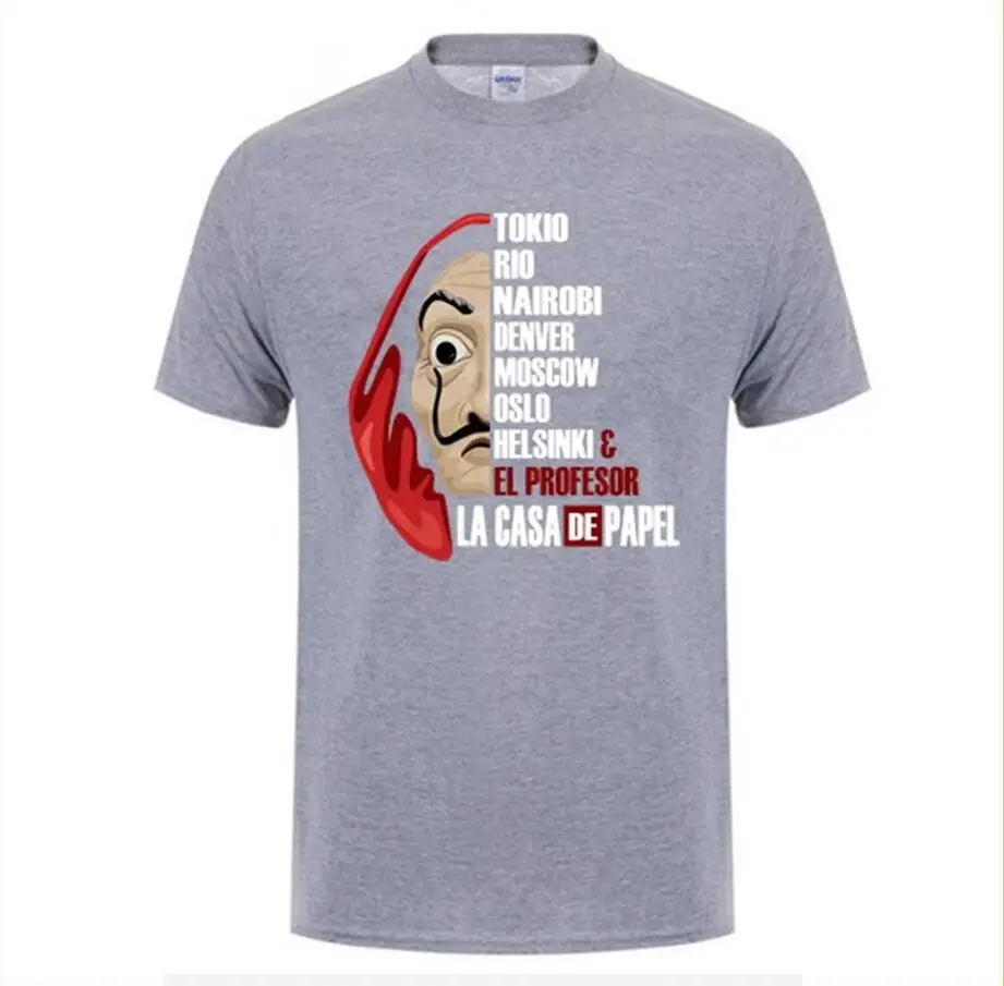 2019 модная футболка на заказ для грабителей ТВ сериала Bella Hello Мужская с коротким