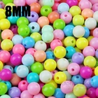 Круглые Неоновые бусины JHNBY 100 шт., разноцветные яркие акриловые бусинки пирожное с кремом, гладкие россыпью, ювелирные изделия ручной работы, 8 мм