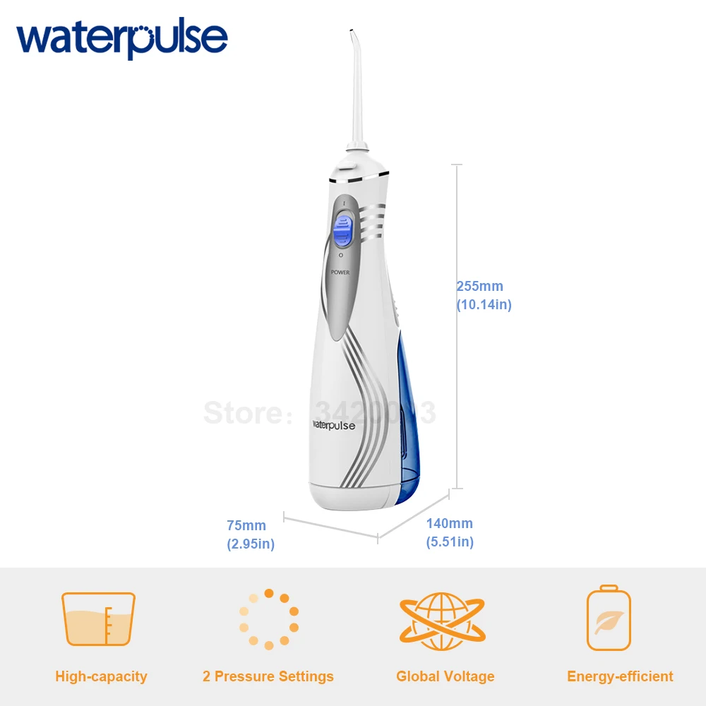 Портативный беспроводной ирригатор для полости рта с 4 наконечниками Waterpulse V400