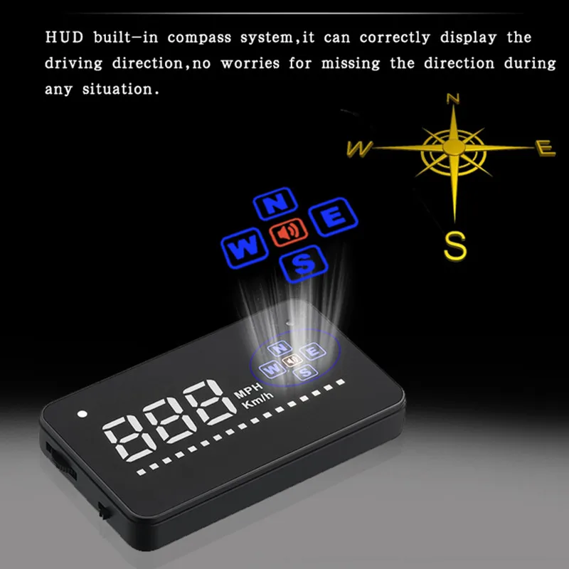 WiiYii A2 HUD Дисплей на лобовое стекло Автомобильный GPS Спидометр Автомобильная