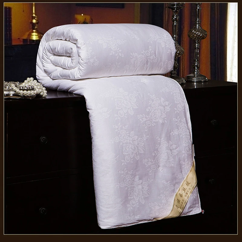 Edred&oacute;n de seda de morera 100% Real, manta Jacquard para cama individual y doble, tama&ntilde;o Queen y King-1
