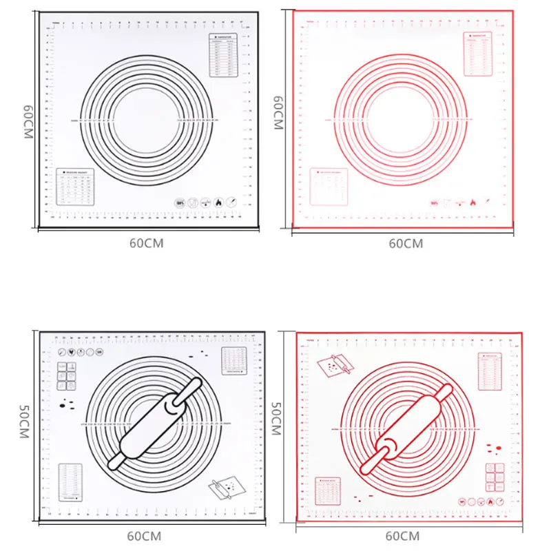 Baking Tool High Temperature Resistance Kitchen Kneading Pad Surface Mat Large Anti Slip Rolling Plate Silica Pad