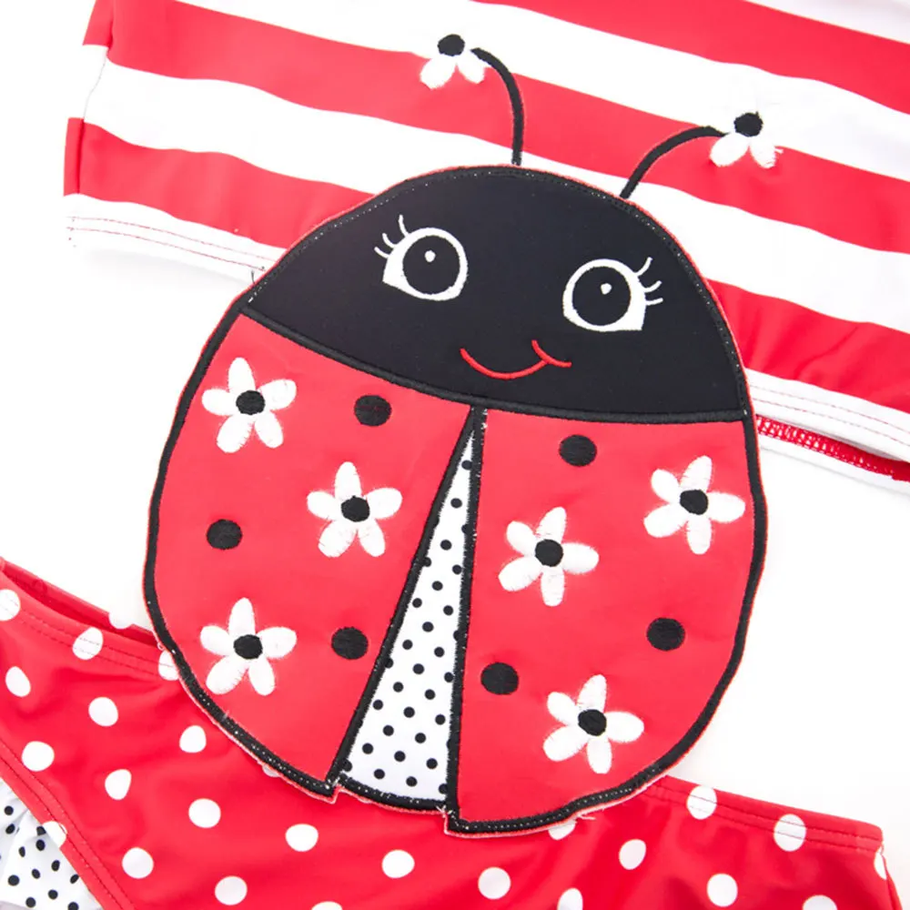 Bikini Children Swimsuit kids Girl Swimwear Striped Patchwork Toddler Baby Cartoon Animals |