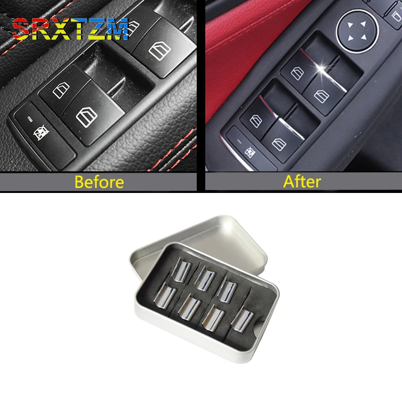 

SRXTZM 7Pcs ABS Inner Door Window Lift Button Switch Sequin Trim Decorative Car Styling For Peugeot 3008 5008 GT 2017 2018