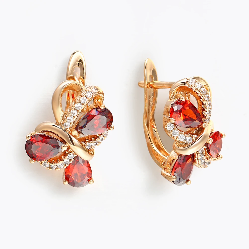 

2020 Red Earrings Natural Zircon Punk Jewelry Small Stud Earrings Accessory Women Rose Gold Gift Wedding party Crystal Earings