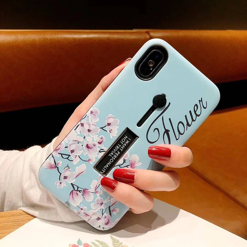 Чехол для iphone 7 X XR 8 6S XS Max 6 модные цветочные Силиконовые петли кольца чехлы