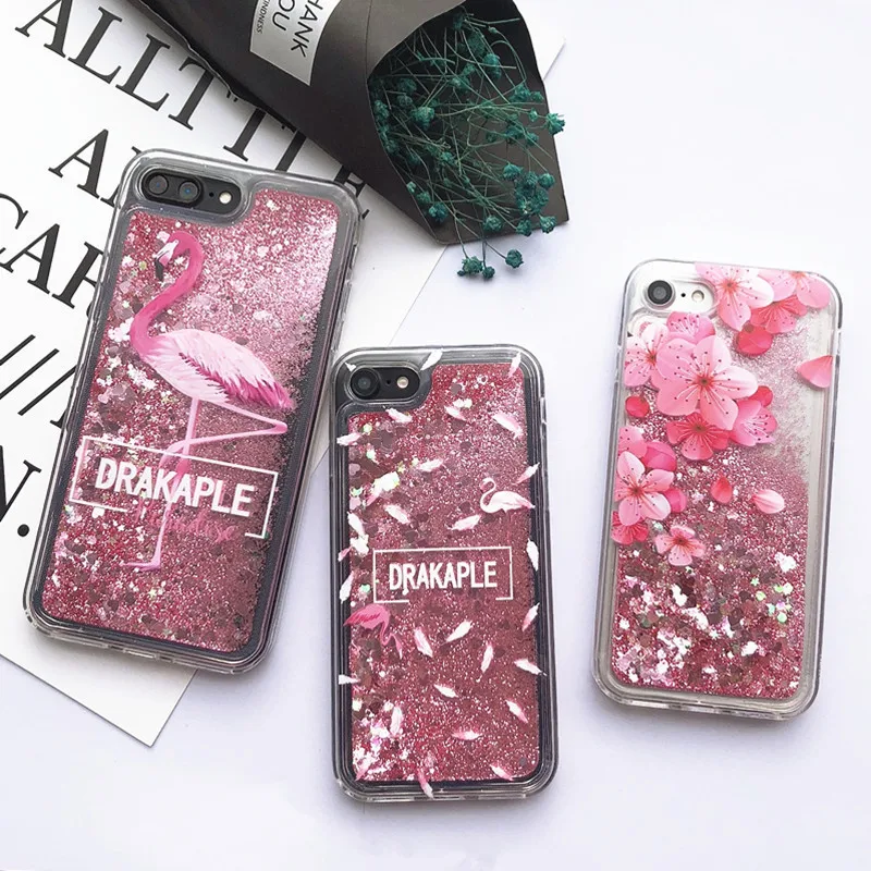 Чехол для iPhone 8 с милым розовым сердцем и жидким корпусом 6 6S 7 Plus X XS XR MAX чехол