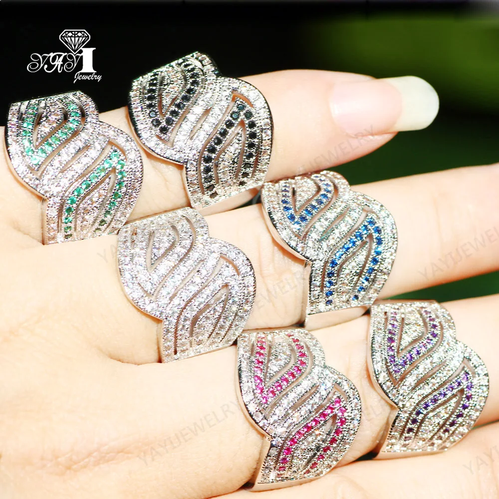 YaYI кольцо с голубым кристаллом 5.6CT мульти заполнение циркониевым серебром обручальные кольца свадебные кольца сердце день Святого Валентина девушки кольцо 042