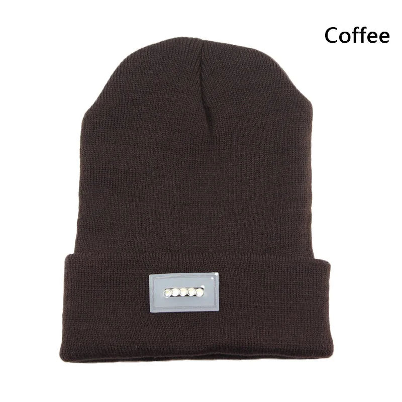 Coffee 5 светодиодный колпак фонаря зимние теплые свободные руки фонарик трикотажные BeanieStriped Woll удобные мягкие шапки Повседневная простая вязаная шапка - Цвет: Coffee