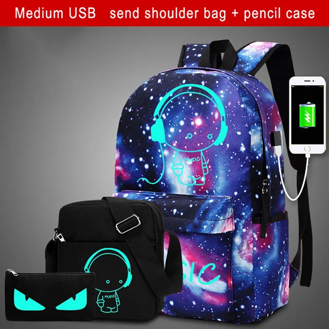 M USB S.P. Школьный рюкзак, светящиеся школьные сумки для мальчиков, звездное небо, студенческий рюкзак, рюкзак на плечо с usb-портом для зарядки, рюкзаки на замке - Цвет: M USB S.P.