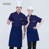 new wholesale chef uniform unisex restaurant kitchen breathable double breasted shirt chef jacketcapapron work clothes for men