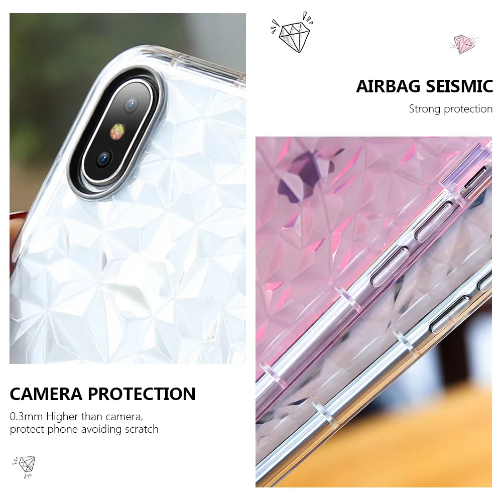 KISSCASE Роскошные Алмаз рисунком чехол для iPhone X 5 5S шикарные прозрачные мягкие