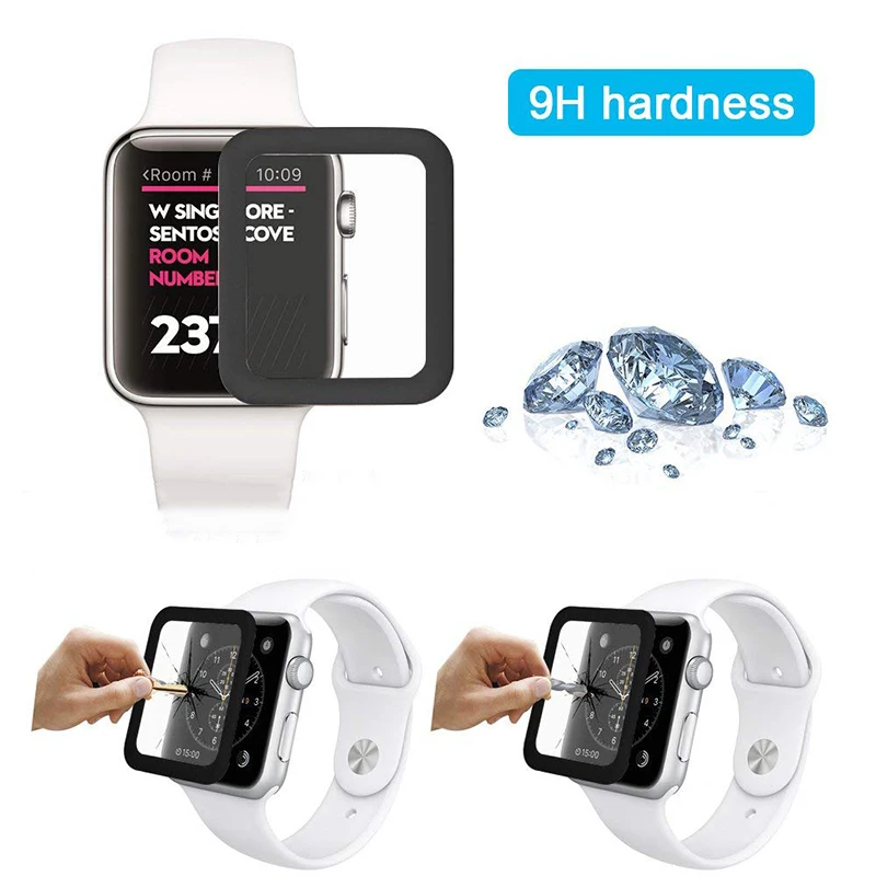 Suntaiho 5D полное покрытие стеклянная пленка для Apple Watch 42 38 мм серия 3 2 1 полная гелевая защита экрана титановый сплав fram для i Watch