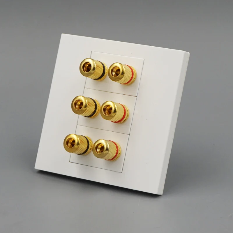 Hi Fi разъем динамика золотой 6 штекеров звуковая панель 86x86 мм настенная розетка