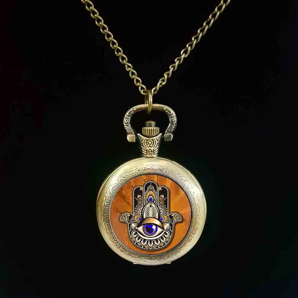 

Hamsa Hand pocket watch, Hand Of Fatima pocket watch, Hamsa hand jewelry, Art Glass pocket watch, Hamsa, kabbalah pocket watch
