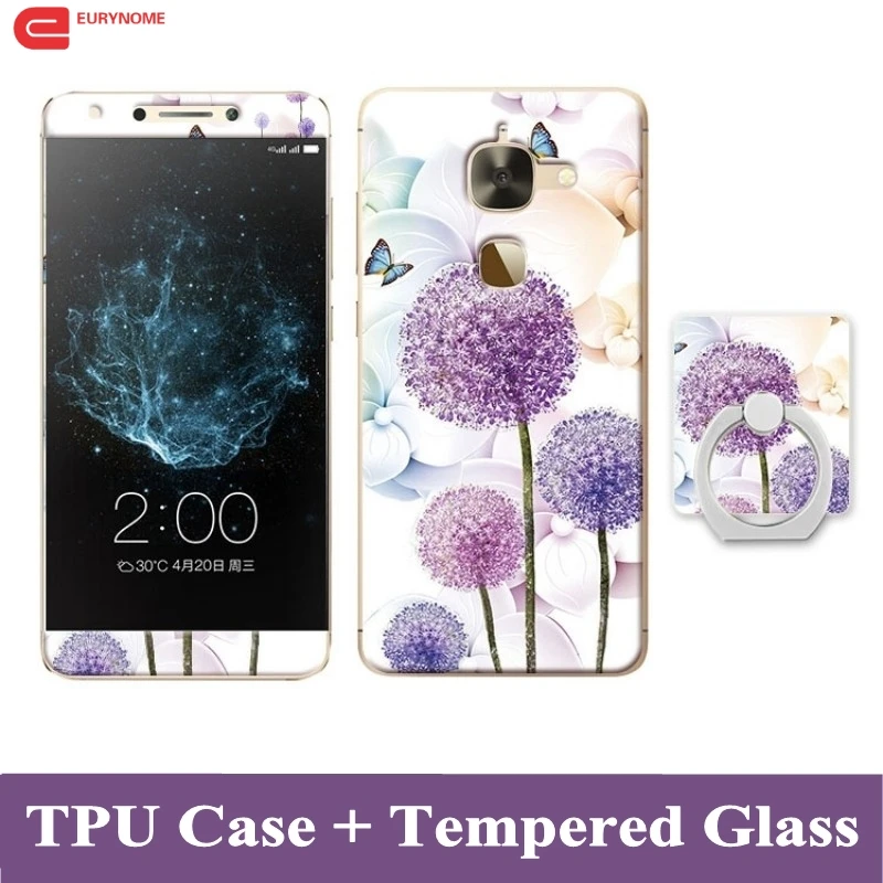 3D Cartoon Case For Letv Le 2 X527 Tempered Glass Film Finger Ring TPU Kickstand Patterned Cover for LeEco Pro X620 | Мобильные
