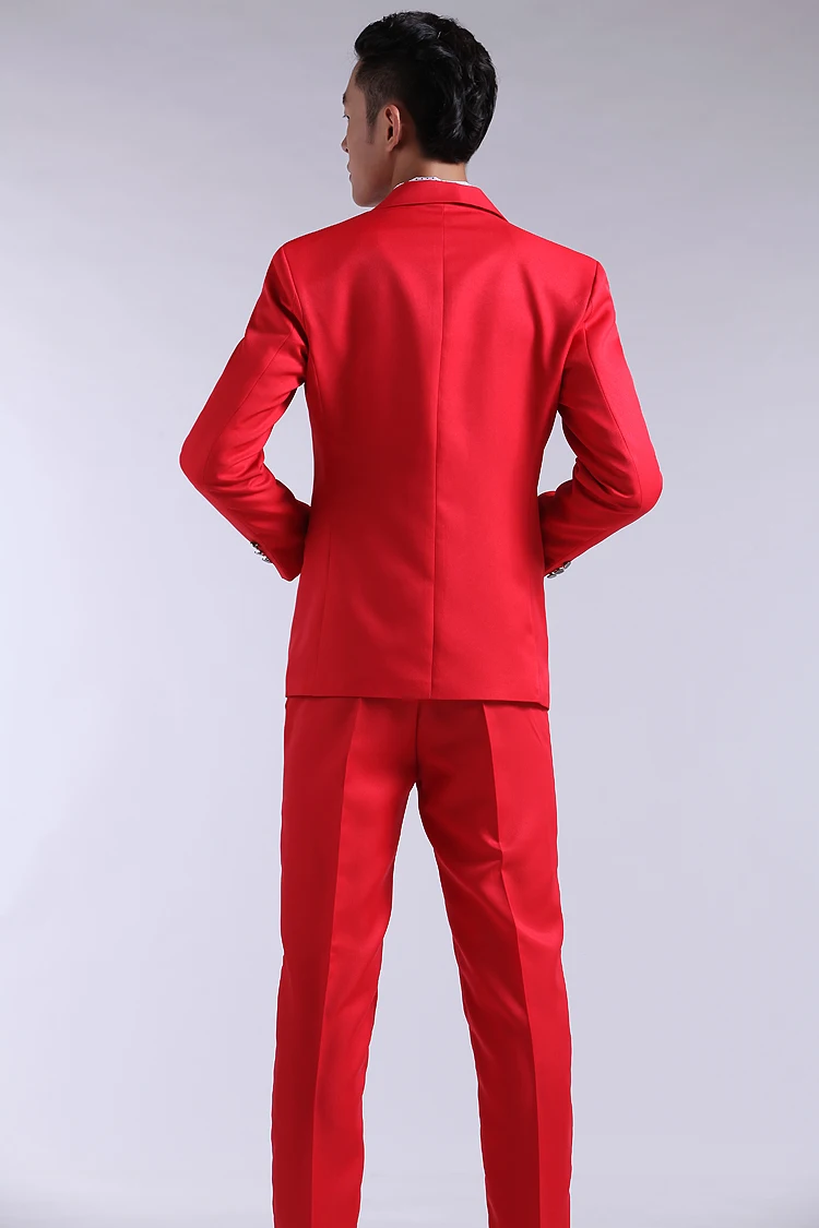 Новый модный приталенный костюм певицы красный желтый зеленый синий розовый с