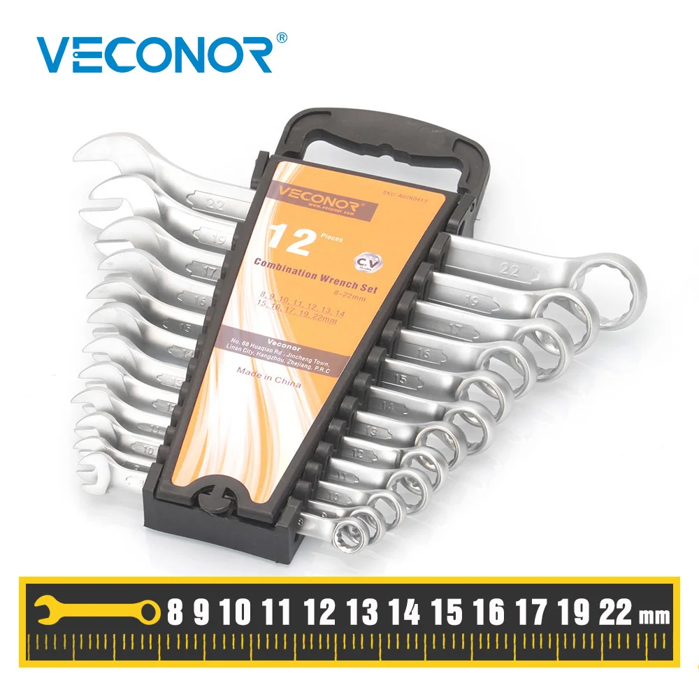 12 pcs combination wrench set open end & box 8 9 10 11 13 14 15 16 17 19 22 Chrome Vanadium|set hand|set magicsets |